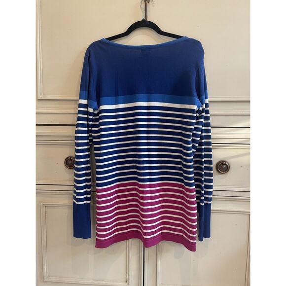 Preppy Hatley Striped‎ Sweater In Pink Blue & White Size Large Cotton Blend - Picture 4 of 5